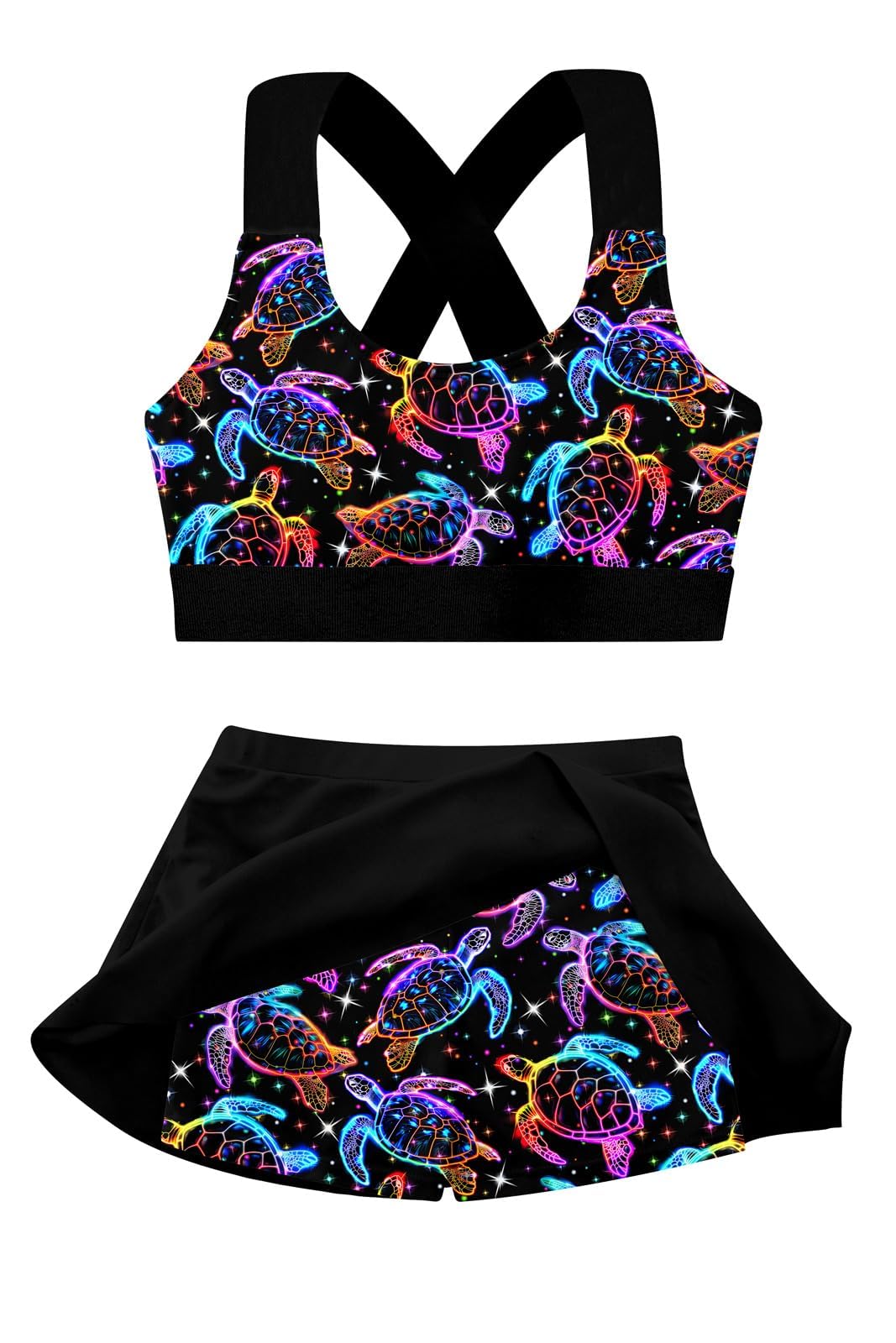 Girls Swimsuit 2 Piece Bathing Suit with Skirted Boyshorts 5-16Y