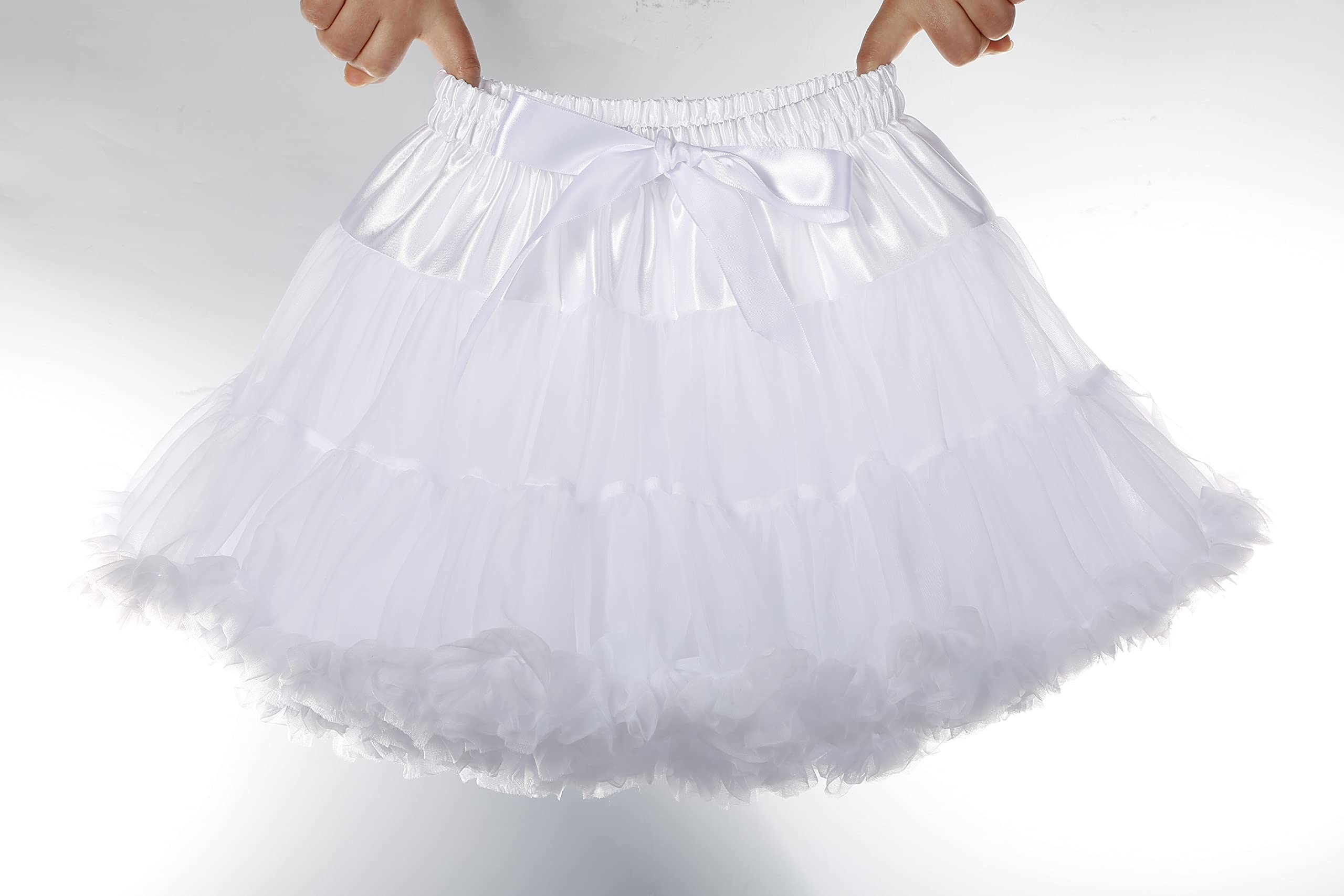 Falda de tutú para niña, falda de ballet mullida, Blanco, Large