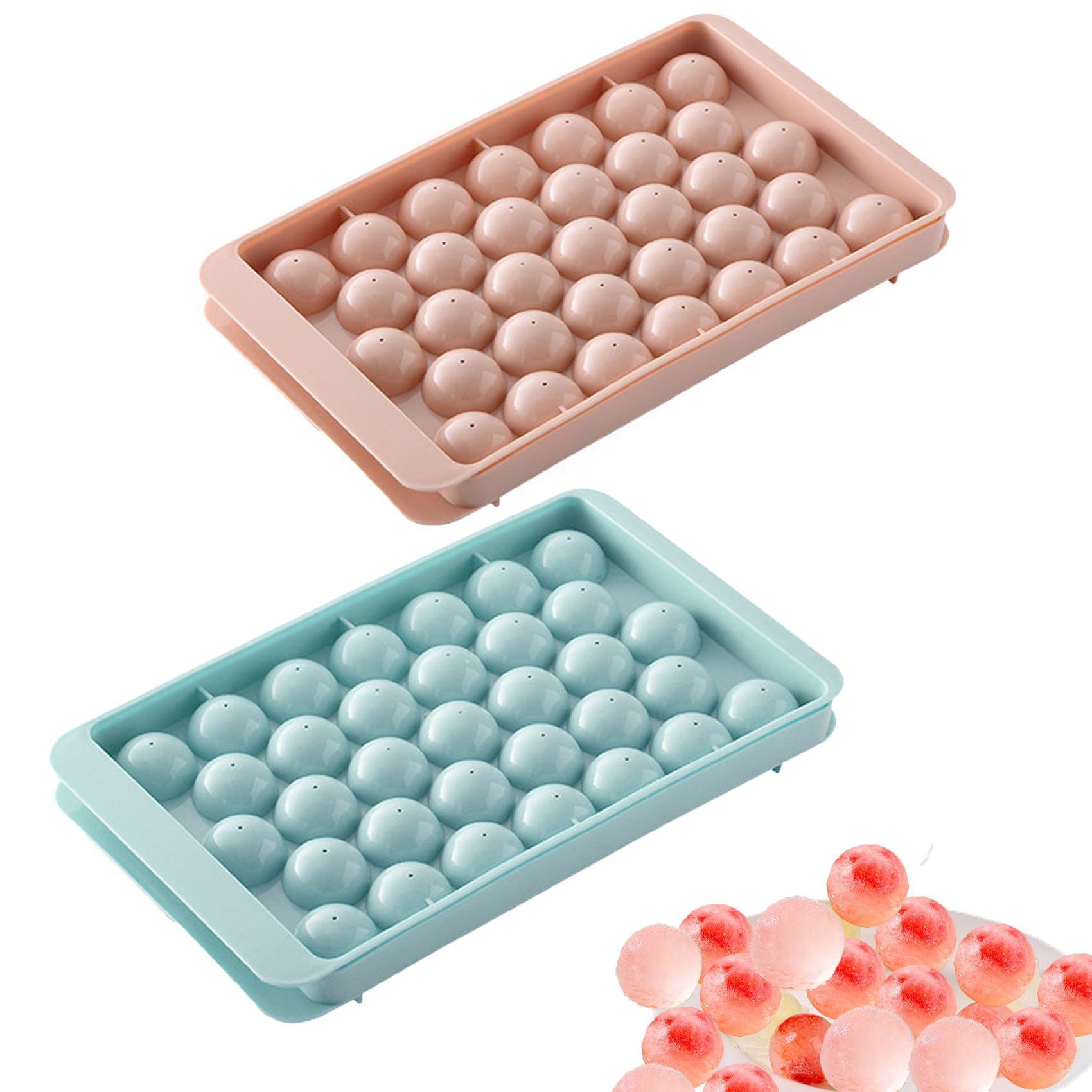 Ice Cube Trays, Food Grade PP 2 Pack Moulds with Lids, 33-Cavity BPA-Free Stackable Freezer Trays for Drinks & Baking