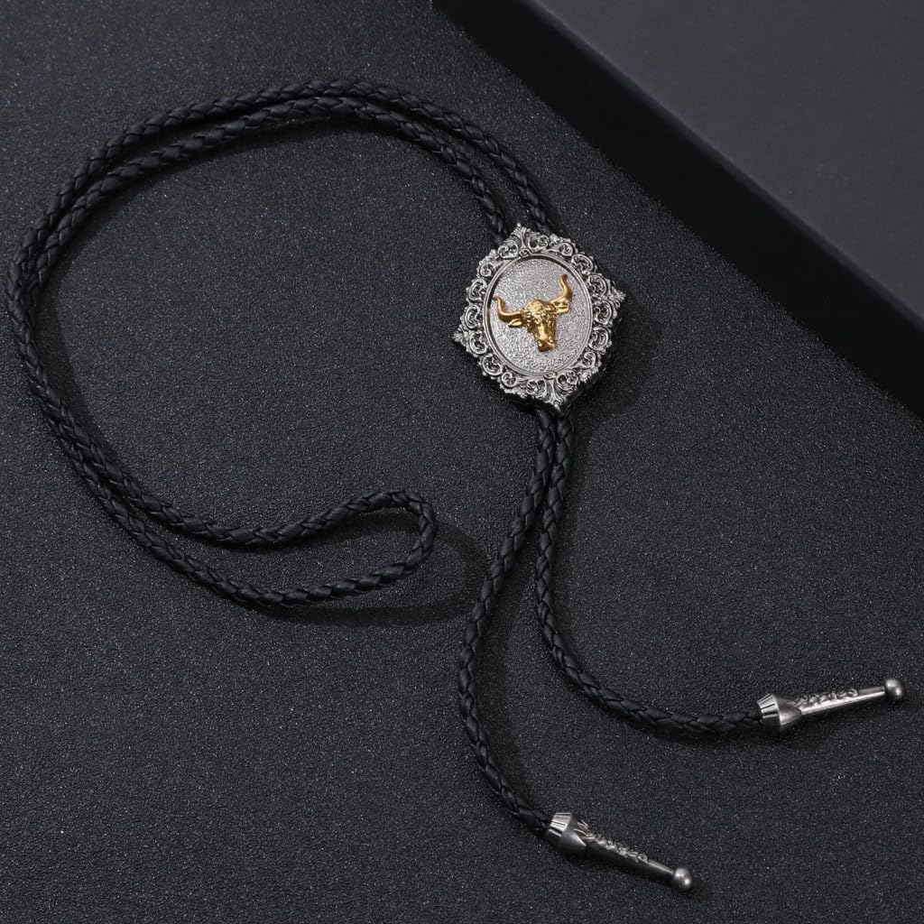 Cravatte da Cowboy, Collana con Ciondolo Forma di Distintivo Mucca e Cavallo