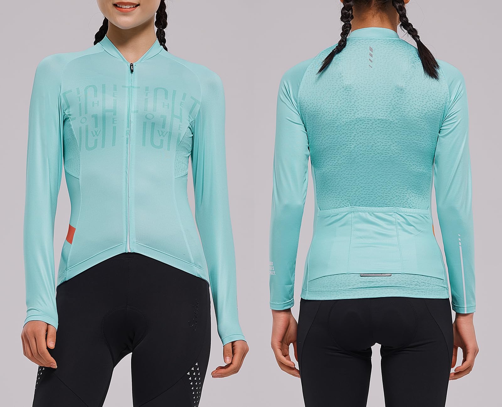 Santic Damen Radtrikot Langarm Top Rennrad Shirt Full Zipper UPF 50+ MTB Jersey mit Taschen