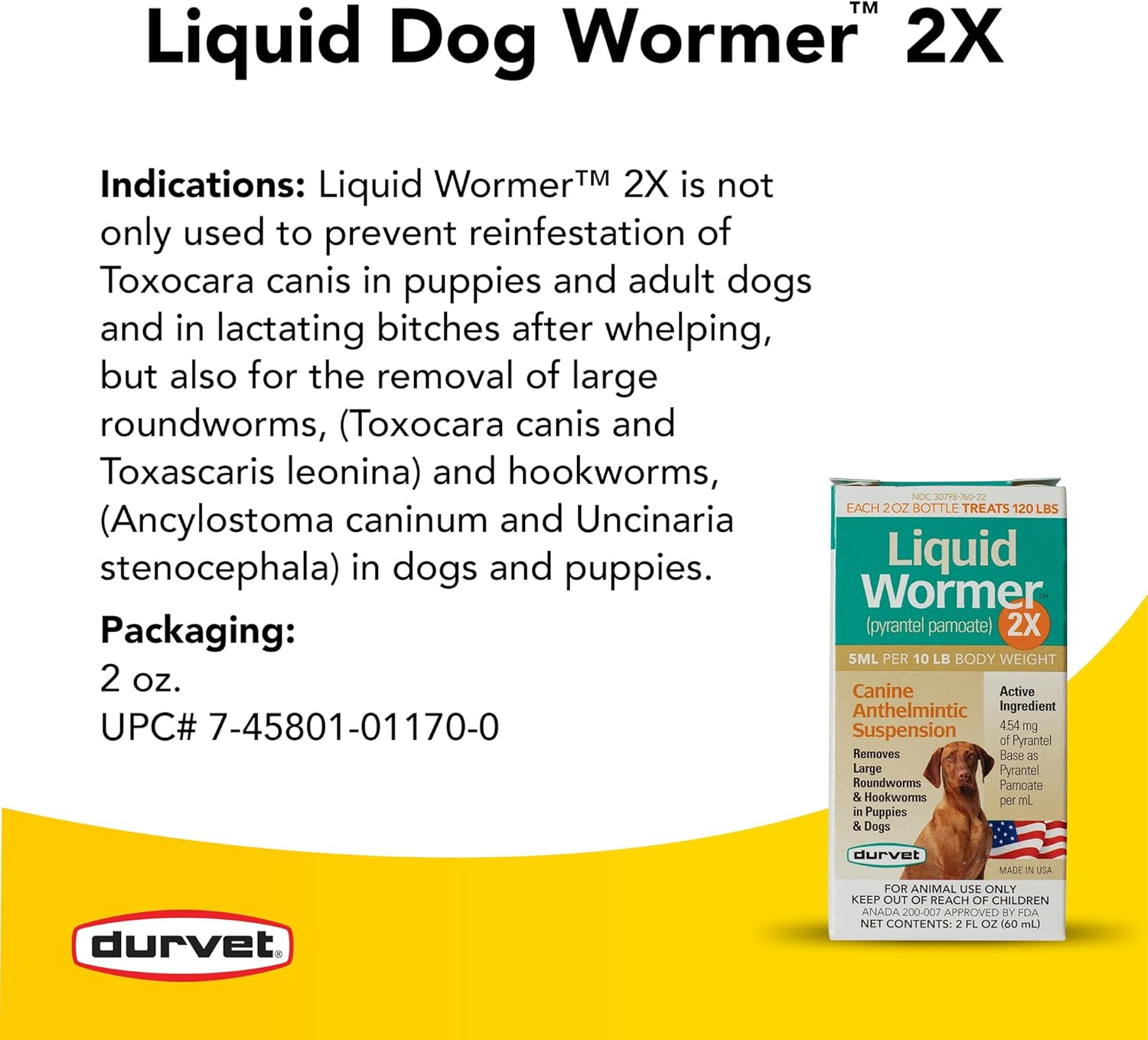 Durvet 2X Liquid Wormer, 2-Ounce 2 Fl Oz (Pack of 1)