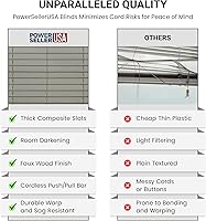 Vista 6 de PowerSellerUSA Persianas sin cordones, privacidad y oscurecimiento de la habitación, mini persiana de vinilo de 2 pulgadas de listones, tratamiento