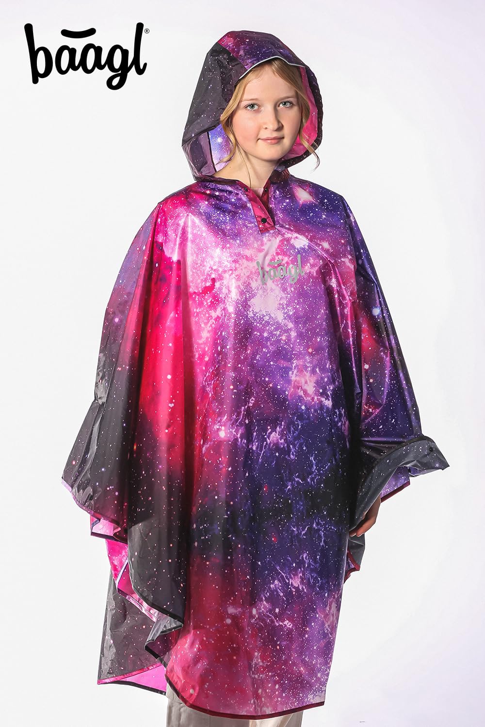 Baagl Poncho antipioggia per bambini – Cappellino impermeabile con cappuccio & elementi riflettenti – Impermeabile per ragazzi e ragazze – Ideale anche per biciclette e attività all'aperto