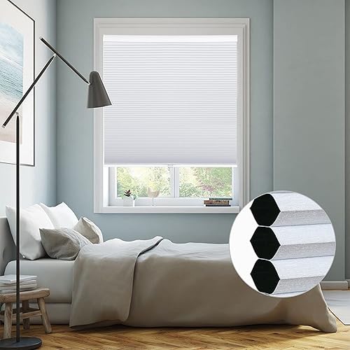 Miniatura 7 de Homebox Persianas celulares 100 % opacas sin cordones para el hogar, persianas para ventanas de interior, persianas de panal de 33 pulgadas de ancho