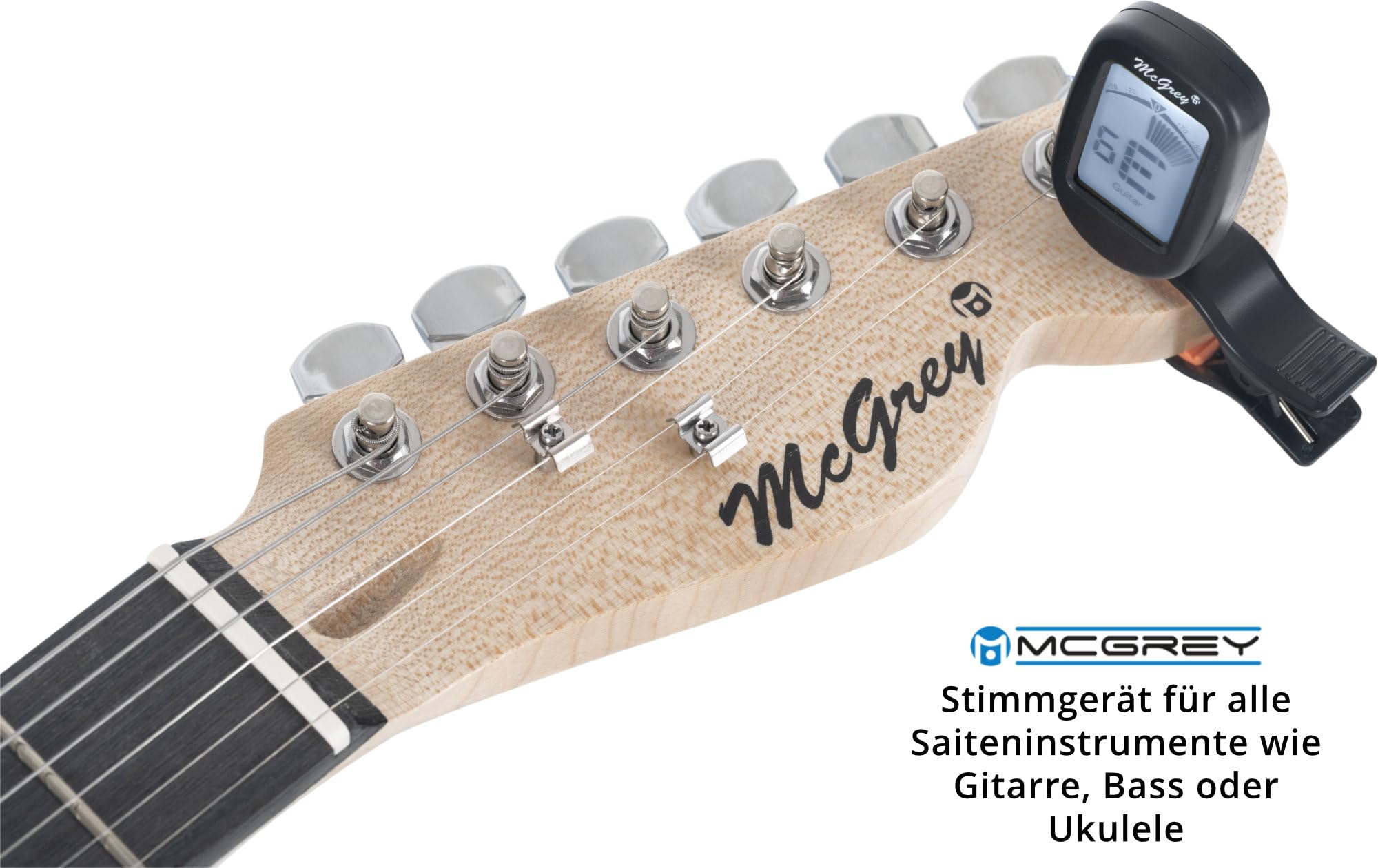 McGrey Rockit TL-Style Komplettset E-Gitarre (8-teiliges Anfängerset mit Gitarre, Verstärker, Ersatzsaiten, Gitarrentasche, Stimmgerät, Plektren, Gurt und Gitarrenkabel) Antique White
