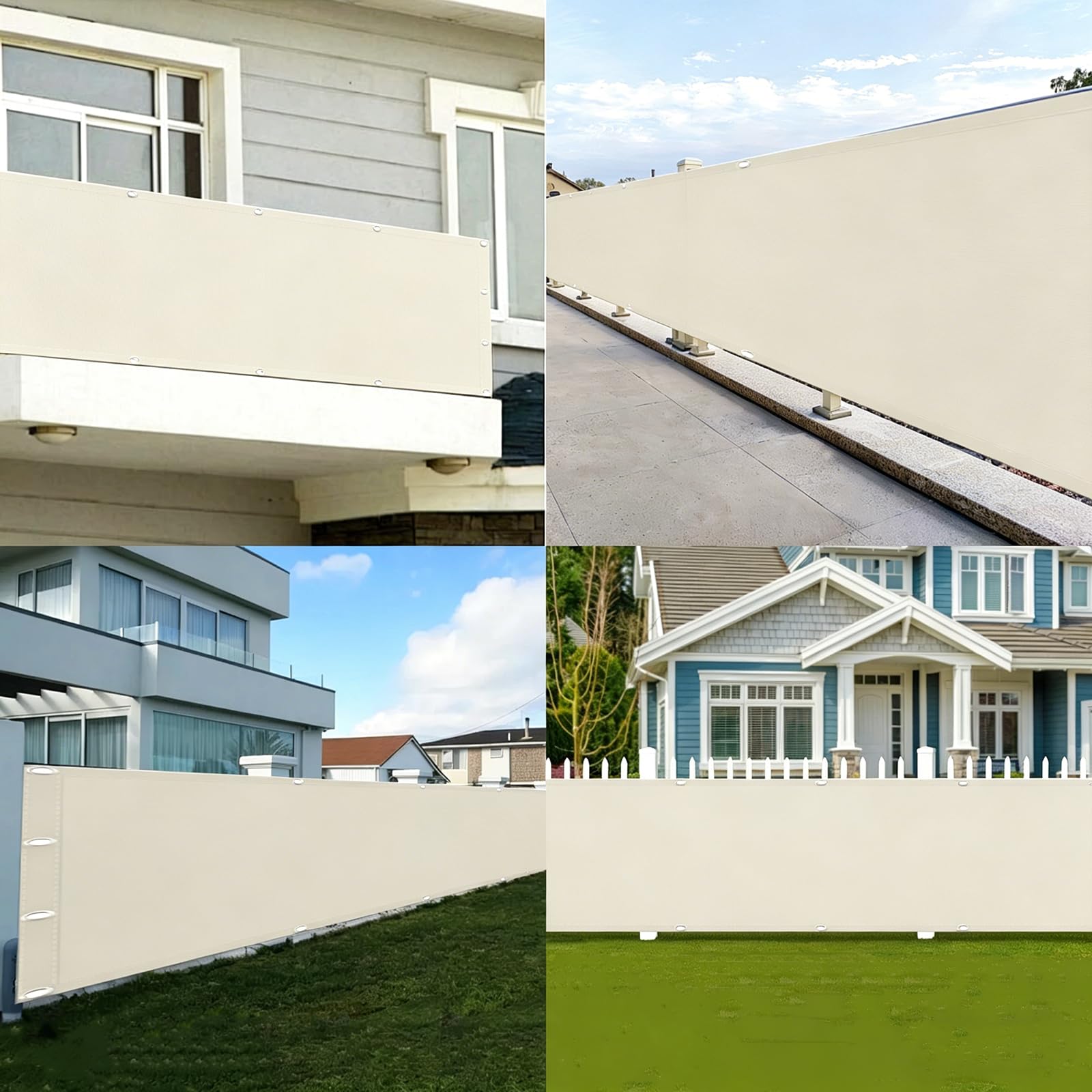 Balkon 150 x 475 cm – odporna na promieniowanie UV wodoodporna i wiatroszczelna osłona siatkowa z klipsami i linką – idealna do użytku na zewnątrz i ochrony pokładu