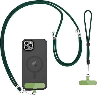 CACOE Phone Lanyard 2 Pack-1 Adjustable Neck Strap,1 Wrist Strap,2 Pads,Universal Crossbody Cell Phone Lanyards,Multifuctional Phone Lanyards Compatible with Most SmartphonesDark Green