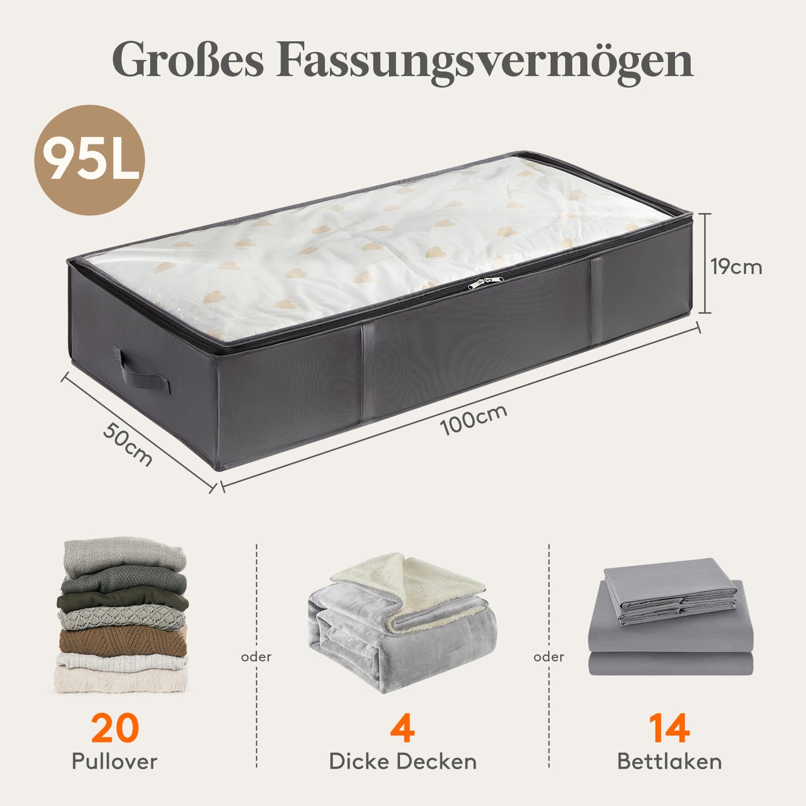Lifewit 95L Große Aufbewahrungstaschen, 6er Set Umzugstaschen