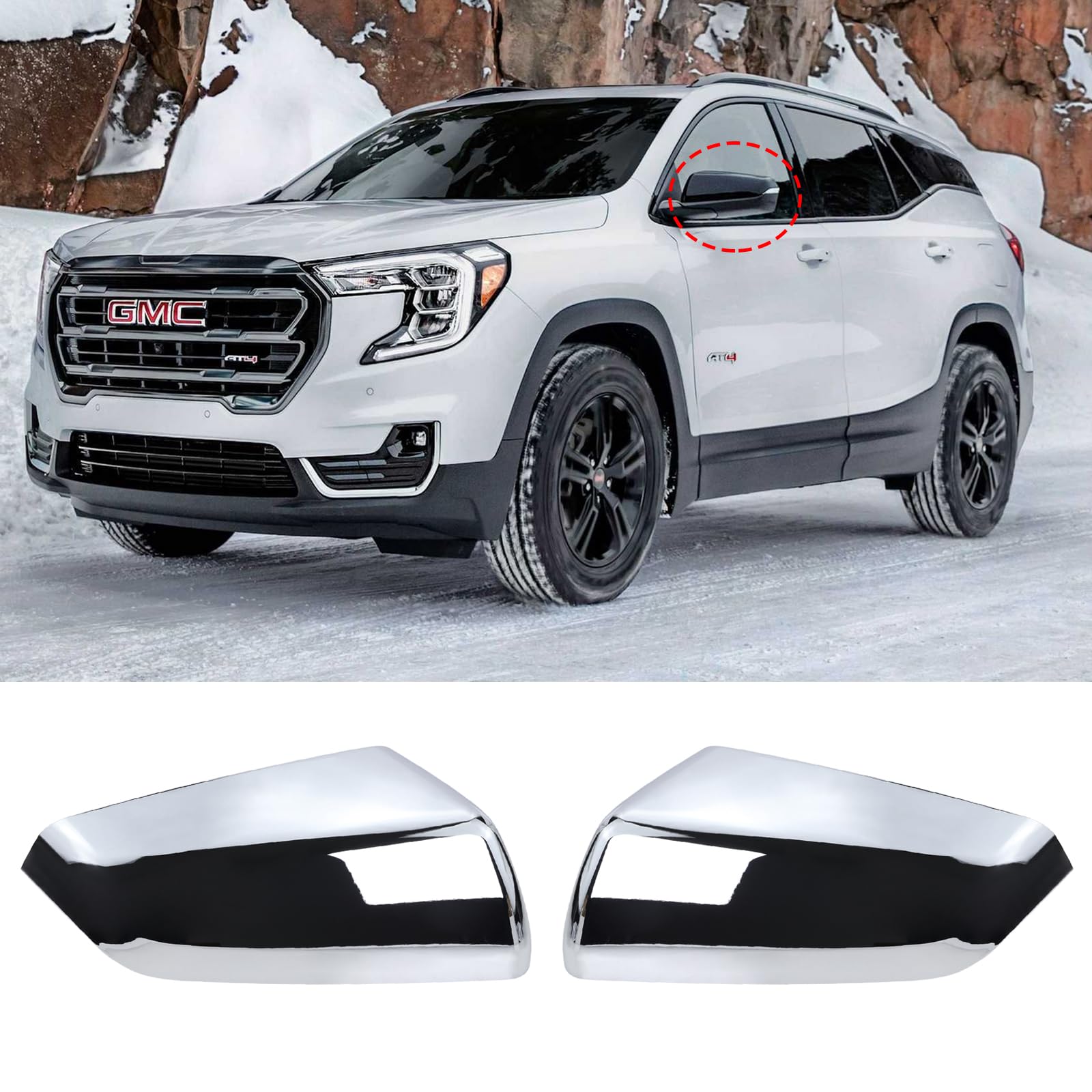 Left Driver Side & Right Passenger Side Exterior Mirror Cap Cover Rearview Mirror Cover Trim Fit for 2018-2023 Chevrolet Equinox/GMC Terrain Replaces