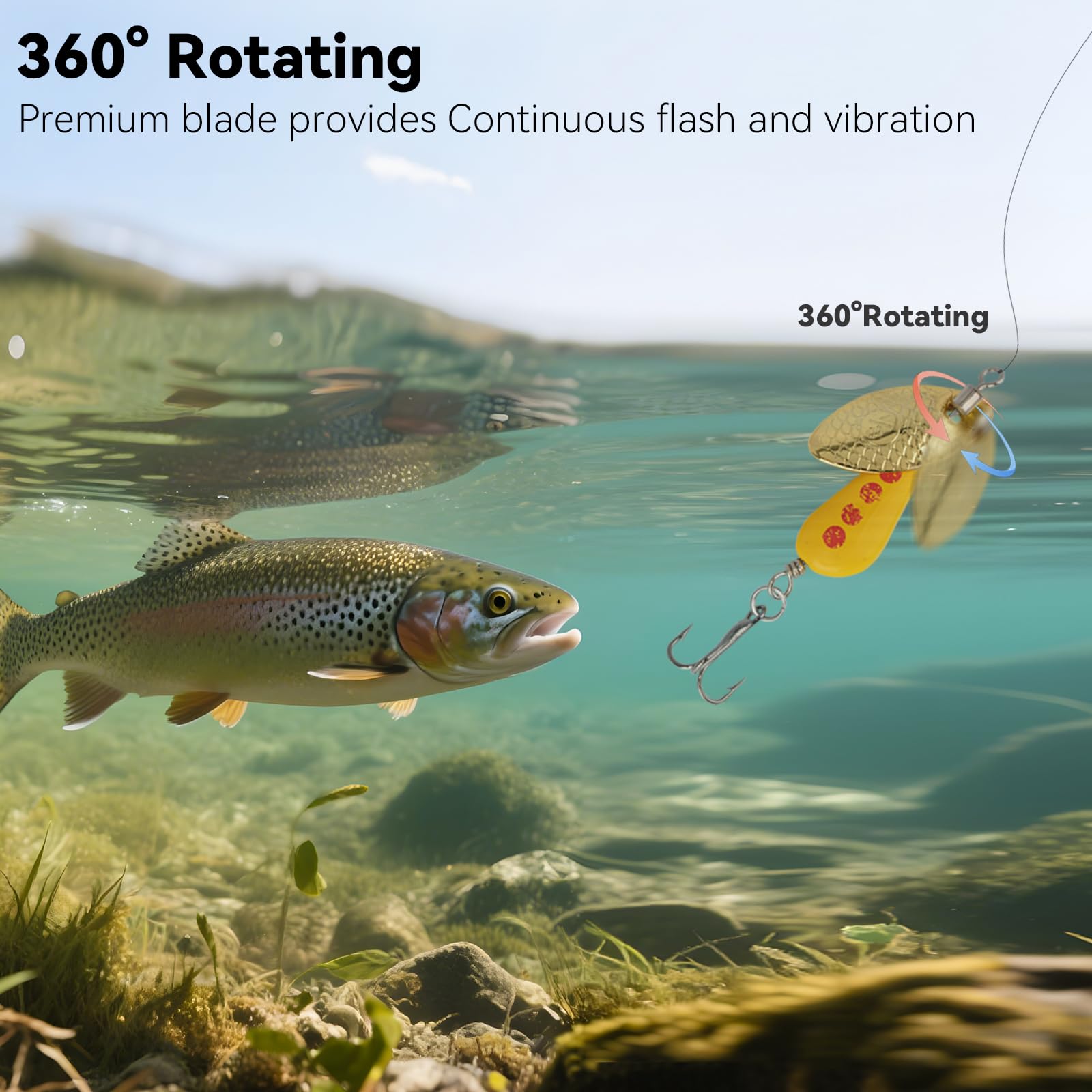 QualyQualy Trout Lures Fishing Spinnerbaits 5pcs Brass Hard Metal Spinner Trout Baits Fishing Lure for Perch Freshwater Saltwater Lake River