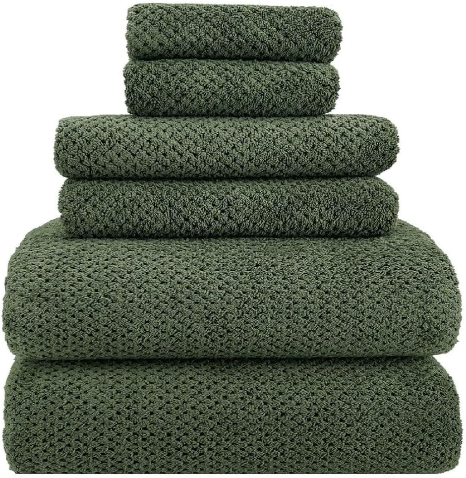 Towel Set Bathroom Hand Towels Polyester Towel Set of 6 Quick Drying Fiber (Gray As Shown)