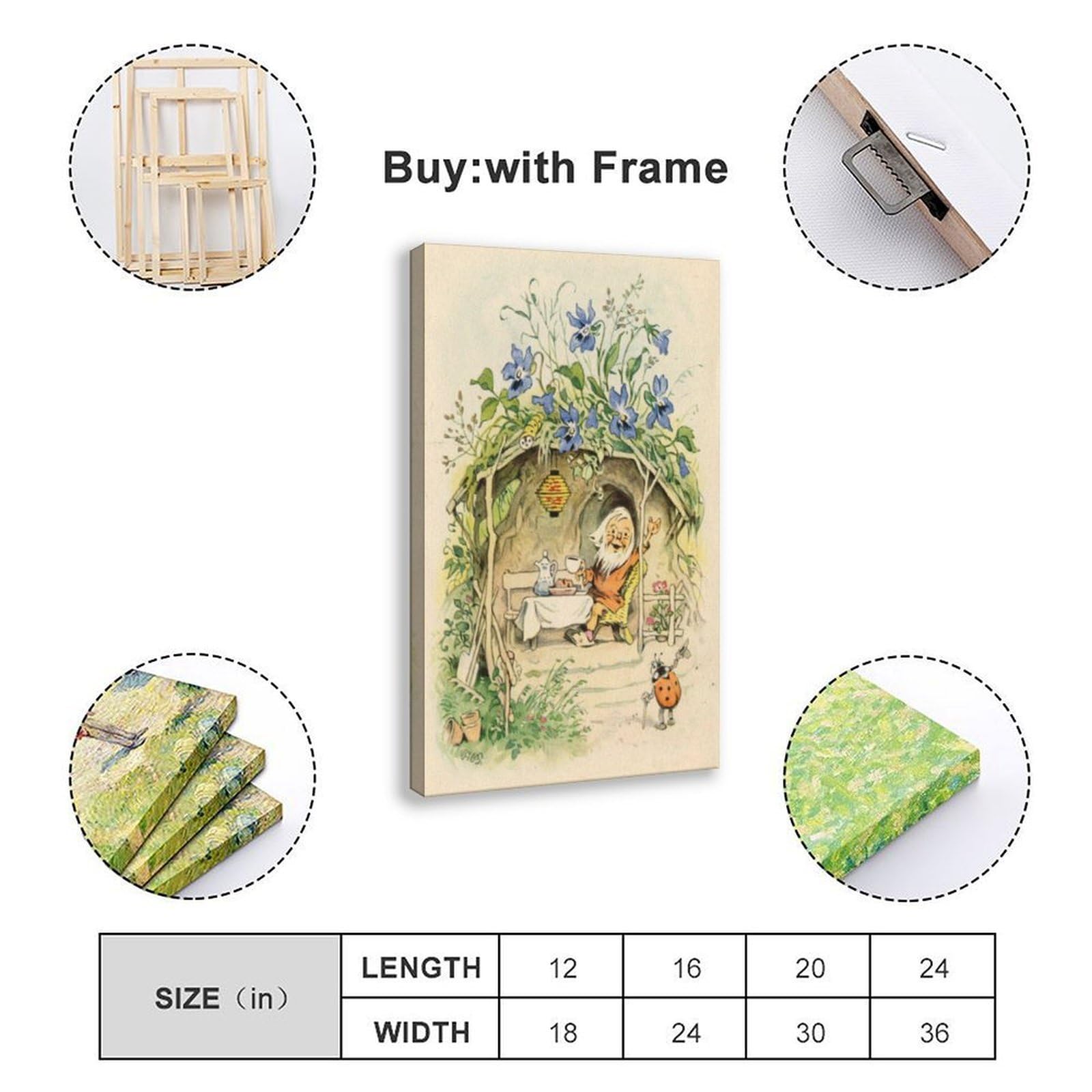 WCYB Fritz Baumgarten - Póster de cuento de hadas vintage con diseño de gnomo para colgar en la pared, 40,6 cm de largo x 61 cm de ancho