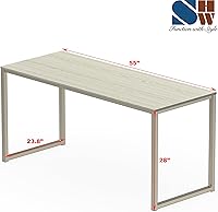 Vista 91 de SHW Mission - Escritorio para computadora de oficina en casa, de 32 pulgadas, nogal