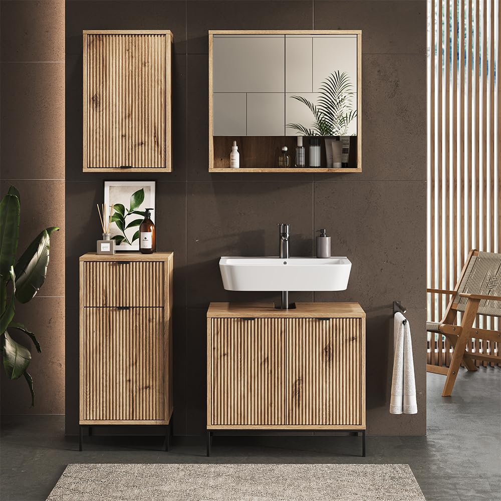 Vicco Mobile da bagno Eliza, Quercia vichinga, 40 x 65 cm con una porta, adatto per l'installazione a parete per riporre accessori da bagno