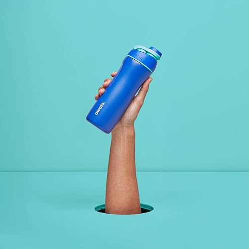 Miniatura 4 de Owala Botella de agua de acero inoxidable con aislamiento giratorio para deportes y viajes, sin BPA, 32 onzas, muy, muy oscura