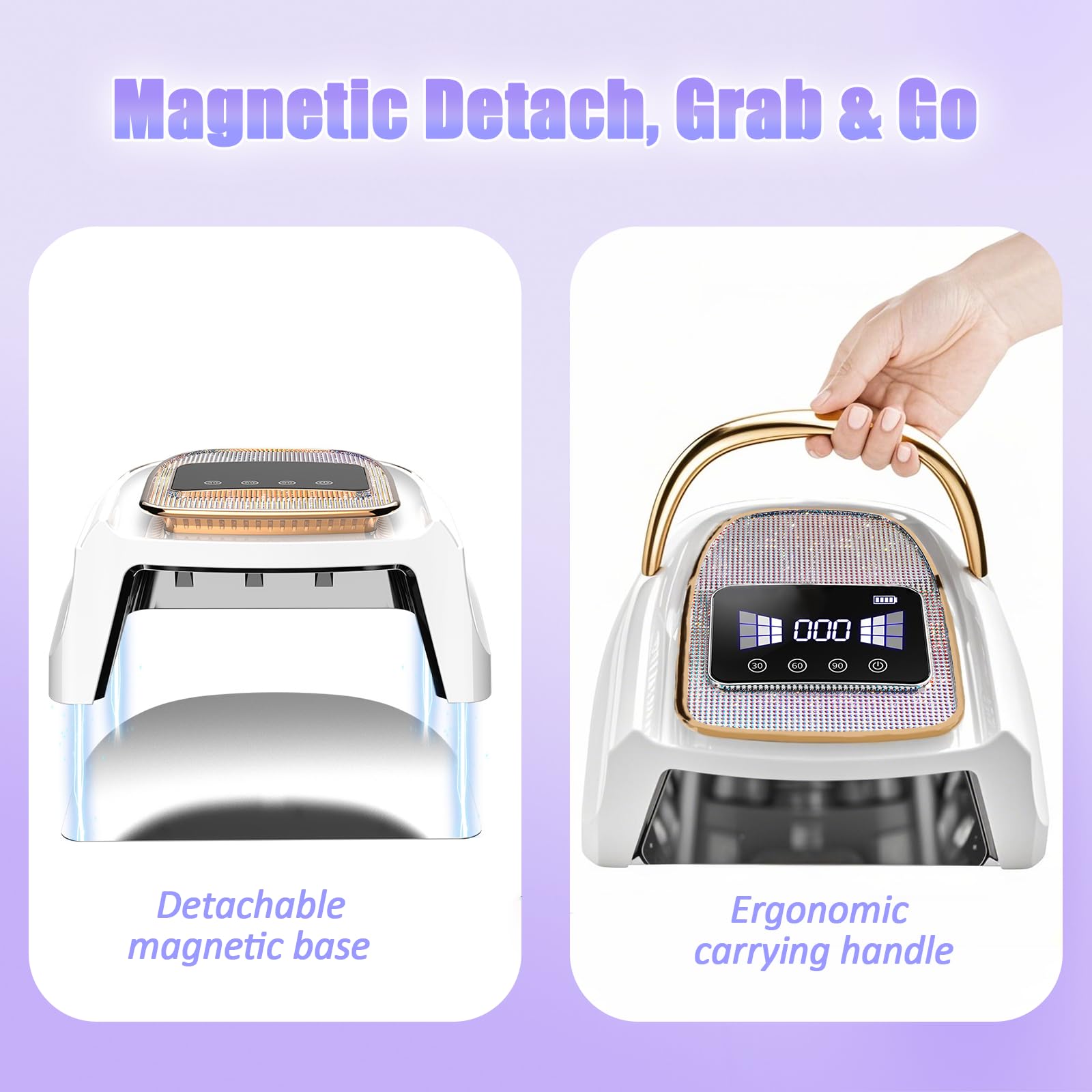 Lámpara de Uñas UV LED, 120W Profesional Lampara Uñas Semipermanentes con Sensor Automático, 4 Temporizador y Pantalla LCD Para Manicura/Pedicura Nail Art en el Hogar AS-2502W