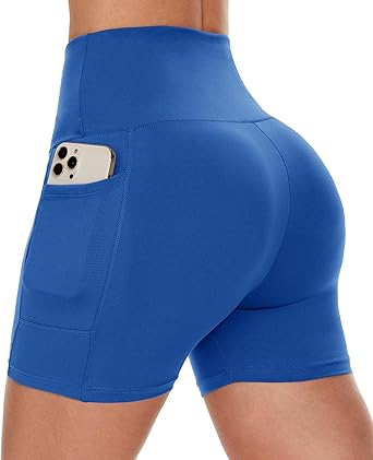 CAMPSNAIL Biker Shorts Women with Pockets - 3"/5"/8" High Waisted Workout Spandex Tummy Control Gym Running Yoga Shorts