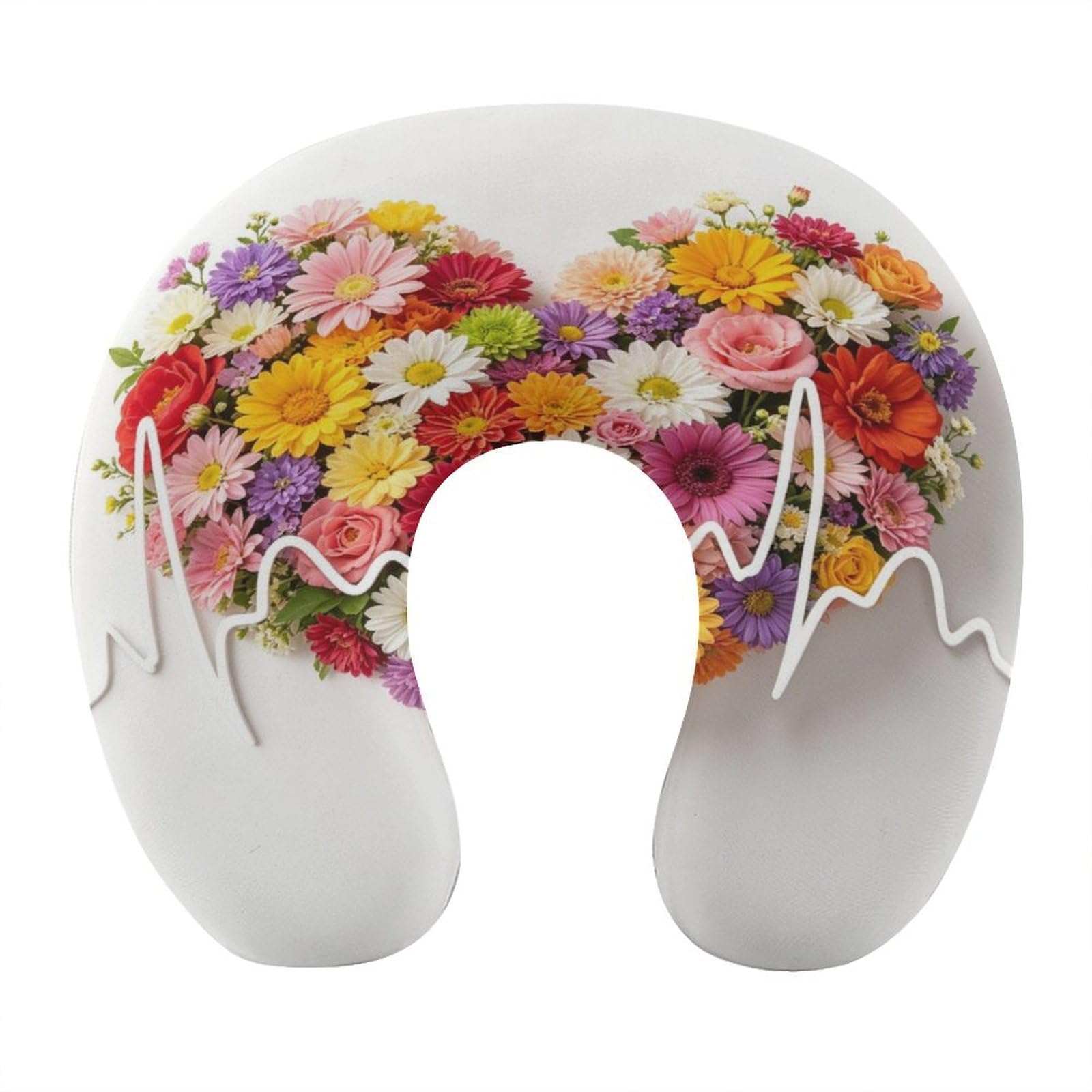 Btcowzrv Style Heartbeat Flower Bouquet U Shaped Neck Pillow Travel Pillows