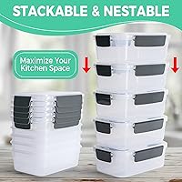 Vista 2 de YORY 5 cup Plastic Food Storage Containers with Lids Nestable Freezer Dishwasher Safe Rectangle Meal Prep Container Set,5-Pack