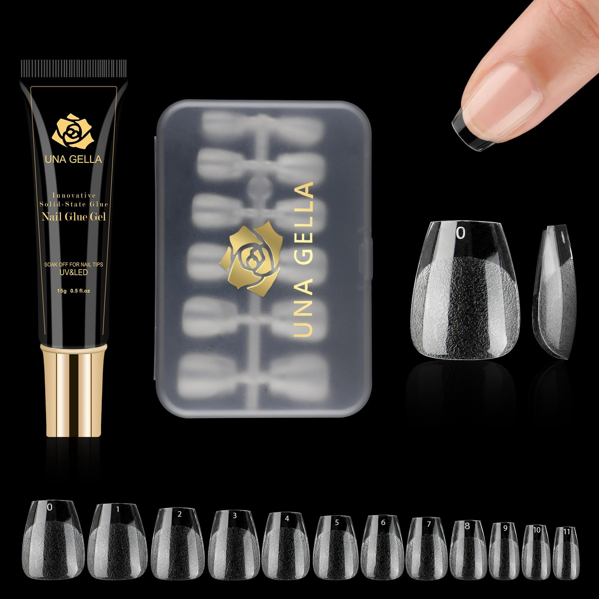 Extra Short Coffin Nail Tips Glue Gel Kit
