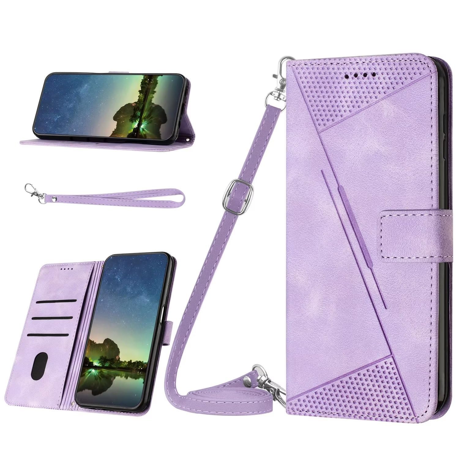 Beajew Cover per Xiaomi Redmi A1/Redmi A2 Flip Custodia in Pelle PU, Cover a Libro Portafoglio,Funzione Supporto, Magnetica,Slot Schede,Protettiva Custodia Resistente Antiurto-Viola