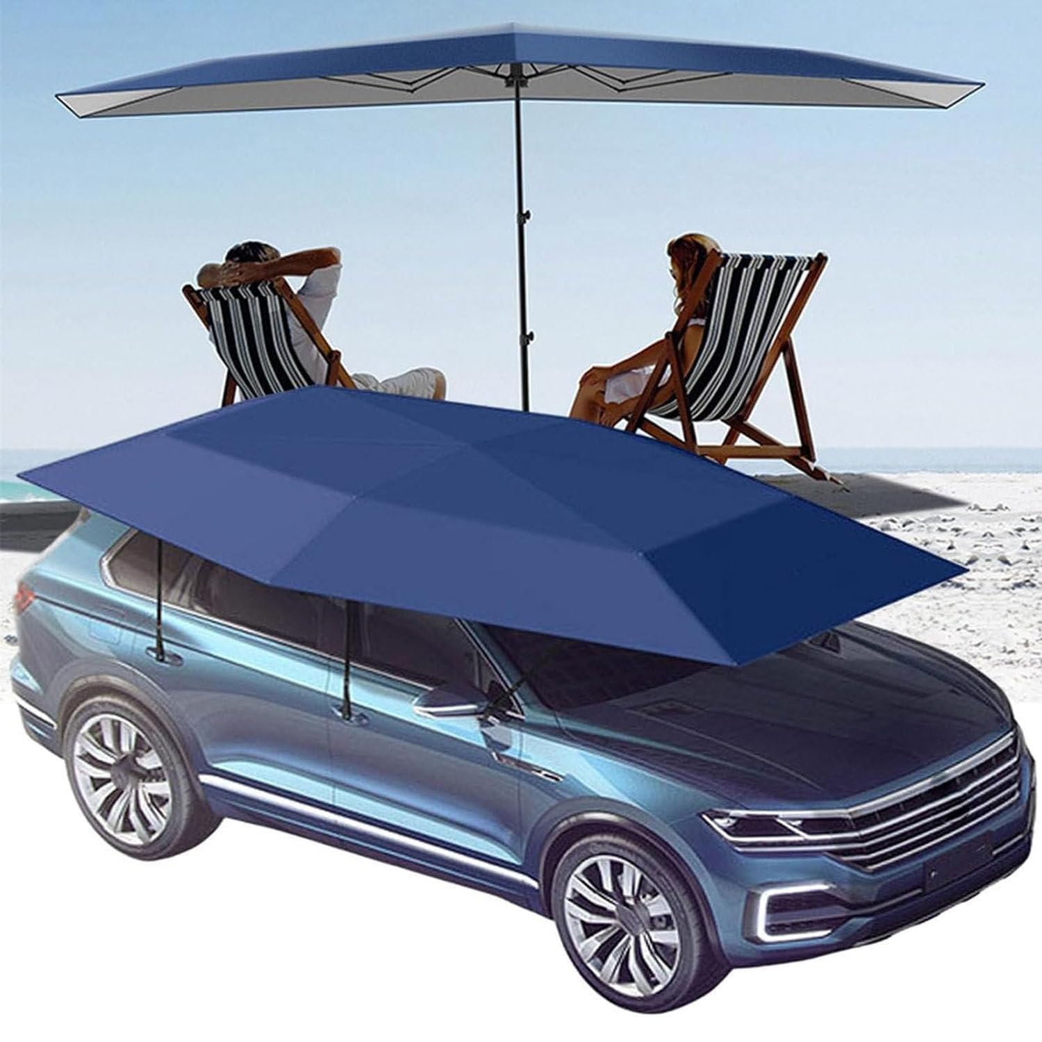 Fully-automatic Carport,Tent Movable Carport,Folded Portable Automobile Protection Car Umbrella Canopy,Auto Car Sun Shade with Remote Control,for Outdoor Tent,Remote Control Automatic Blue-4.2M