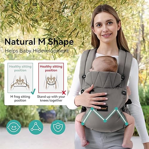 Miniatura 3 de Portabebés para recién nacidos a niños pequeños de 7 a 45 libras con material natural, diseño ergonómico, versátil y ajustable, manos libres para
