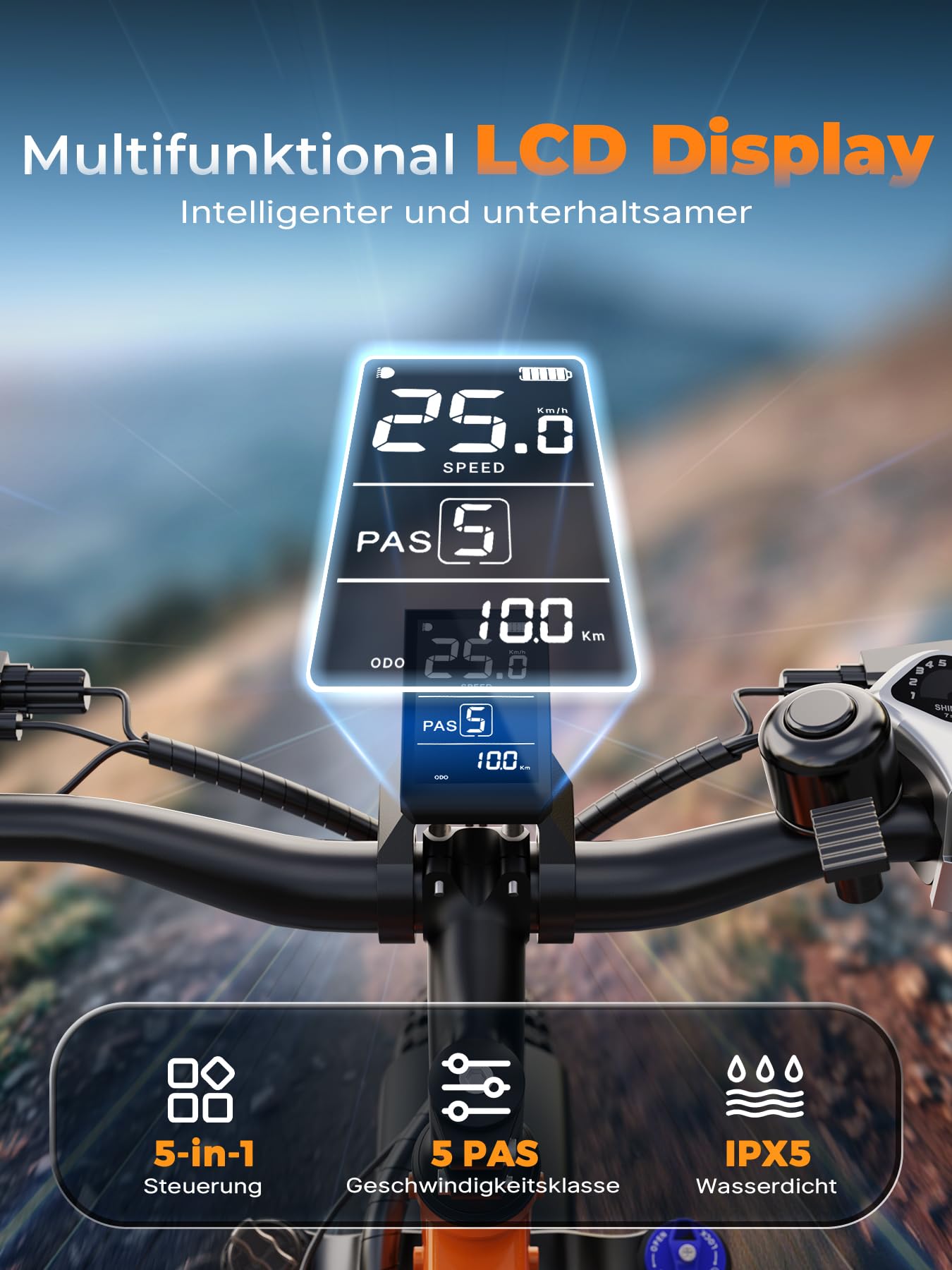 VARUN E Bike, E-Bike Herren mit 26 * 4.0" Fat Tire, 48V 18AH Akku, Bis zu 150 KM, 85Nm 250W Motor, 25KM/H, Offroad Ebike Mountainbike mit 7-Gang, All-Terrain Elektrofahrrad Herren, EU-Konformes