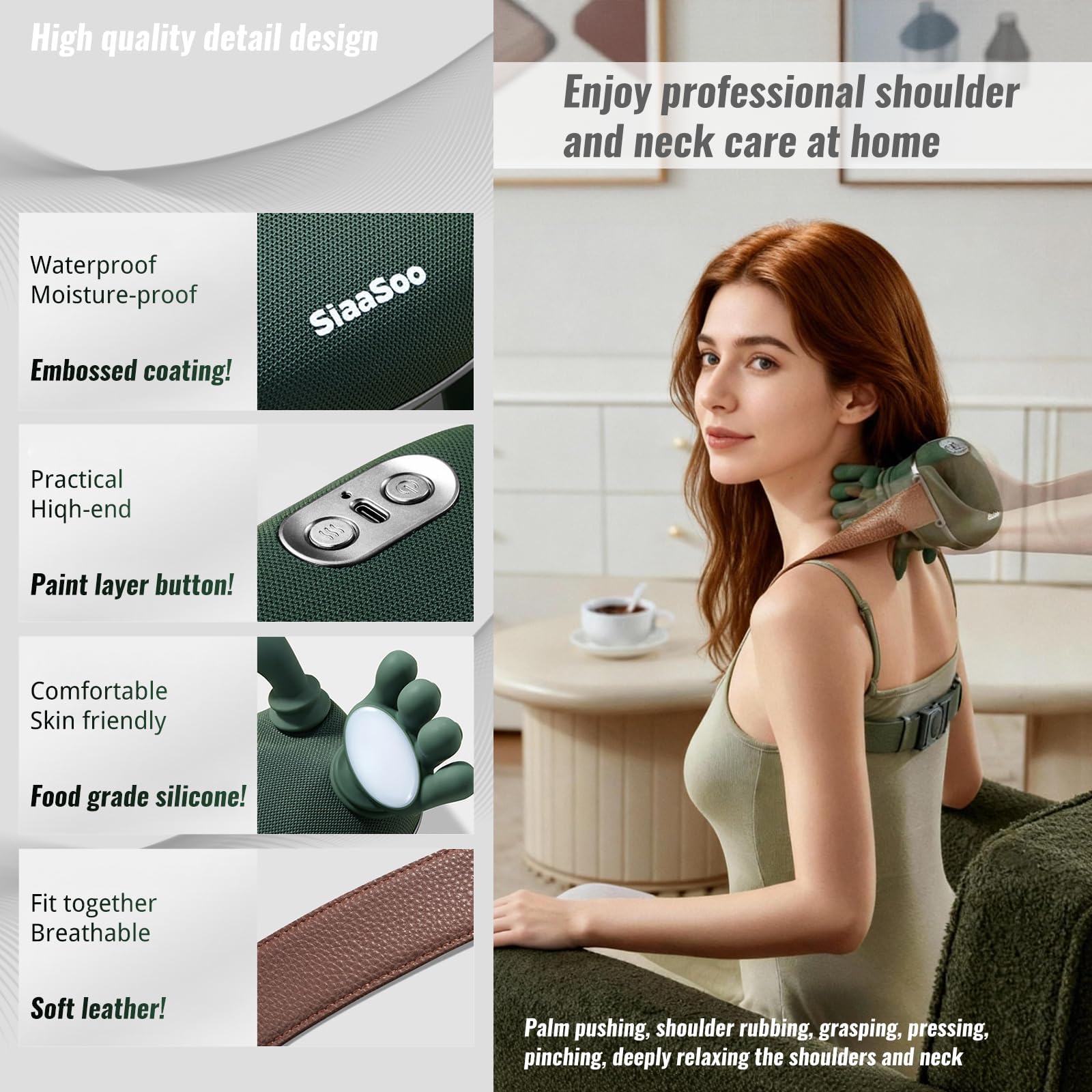 Massagegerät,Rückenmassagegerät Massagemeister,4D Nackenmassagegerät,3 Massageeinstellungen & 2 Heizstufen,für Zuhause,Büro,Reisen,Entspannen Sie Muskeln,Lindern Müdigkeit