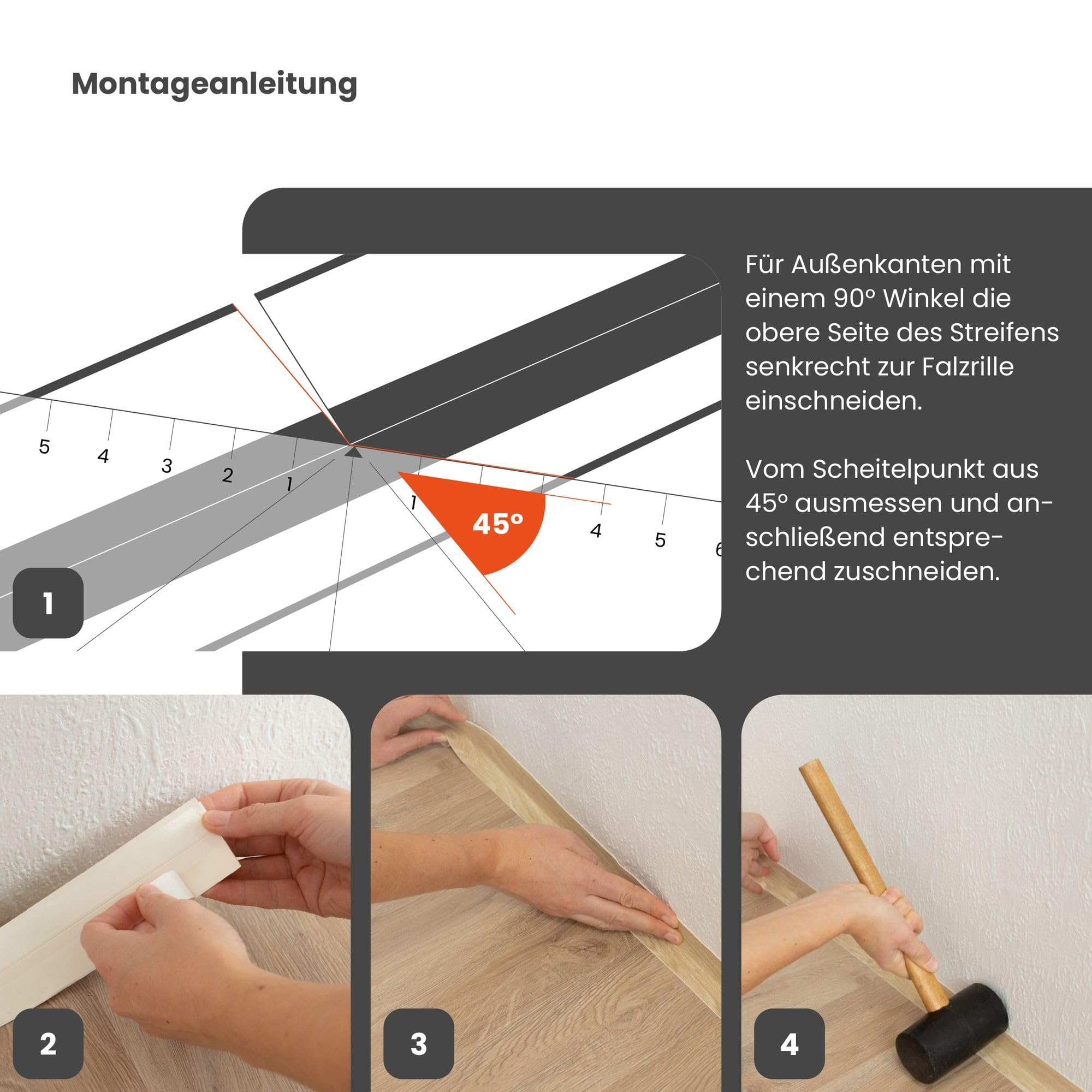 Weichsockelleiste selbstklebend Gebleichte Eiche 15m PVC Abschlussleiste für Fugen