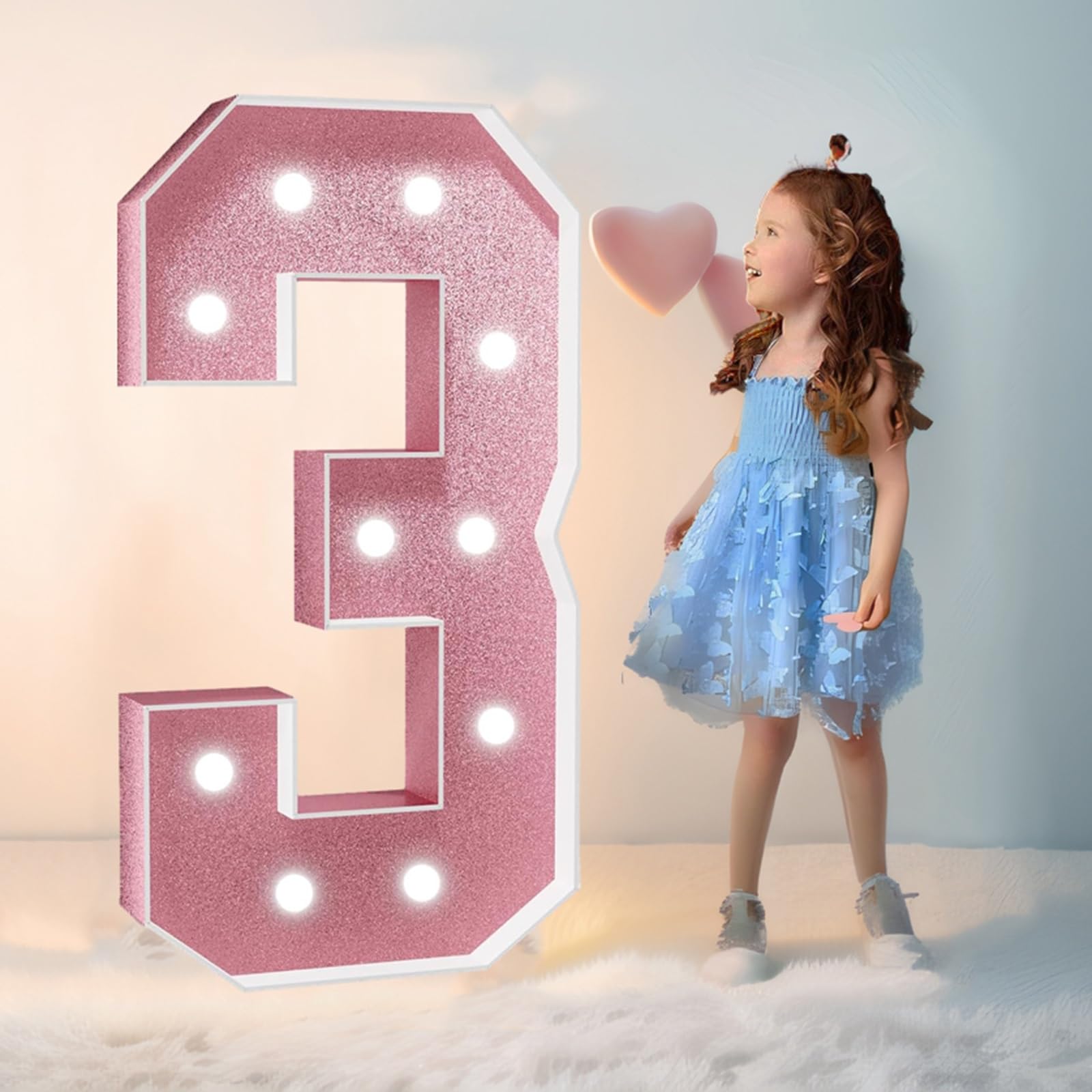 Tashace Marquee Light Up Numbers for 1st 16th 21st Birthday Decorations 10th Anniversary Party Decor Large Numbers DIY Pre-Cut Foam Board Kit Mosaic Numbers(Number 3,120cm/4FT)