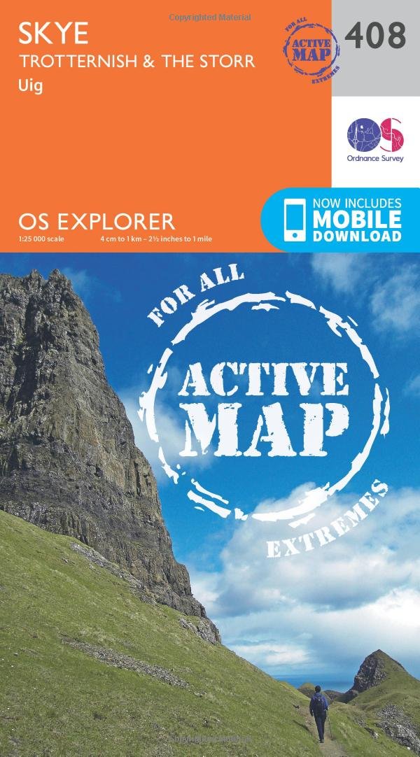 Skye – Trotternish and the Storr Map | Weatherproof | Uig | Ordnance Survey | OS Explorer Active Map 408 | Scotland | Walks | Hiking | Maps | Adventure