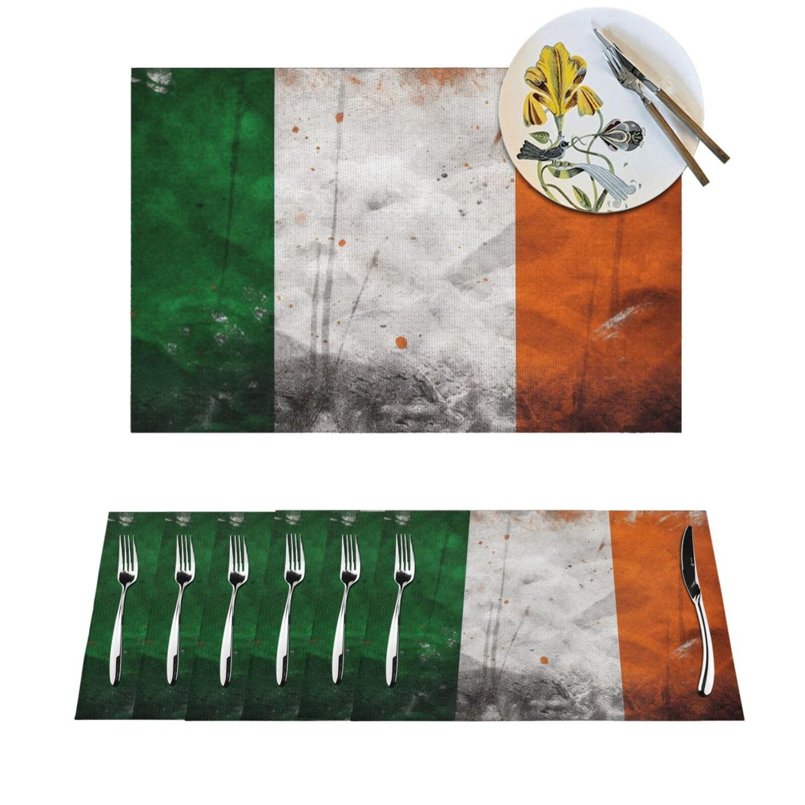 Lot de 6 sets de table lavables en PVC résistants à la chaleur pour salle à manger