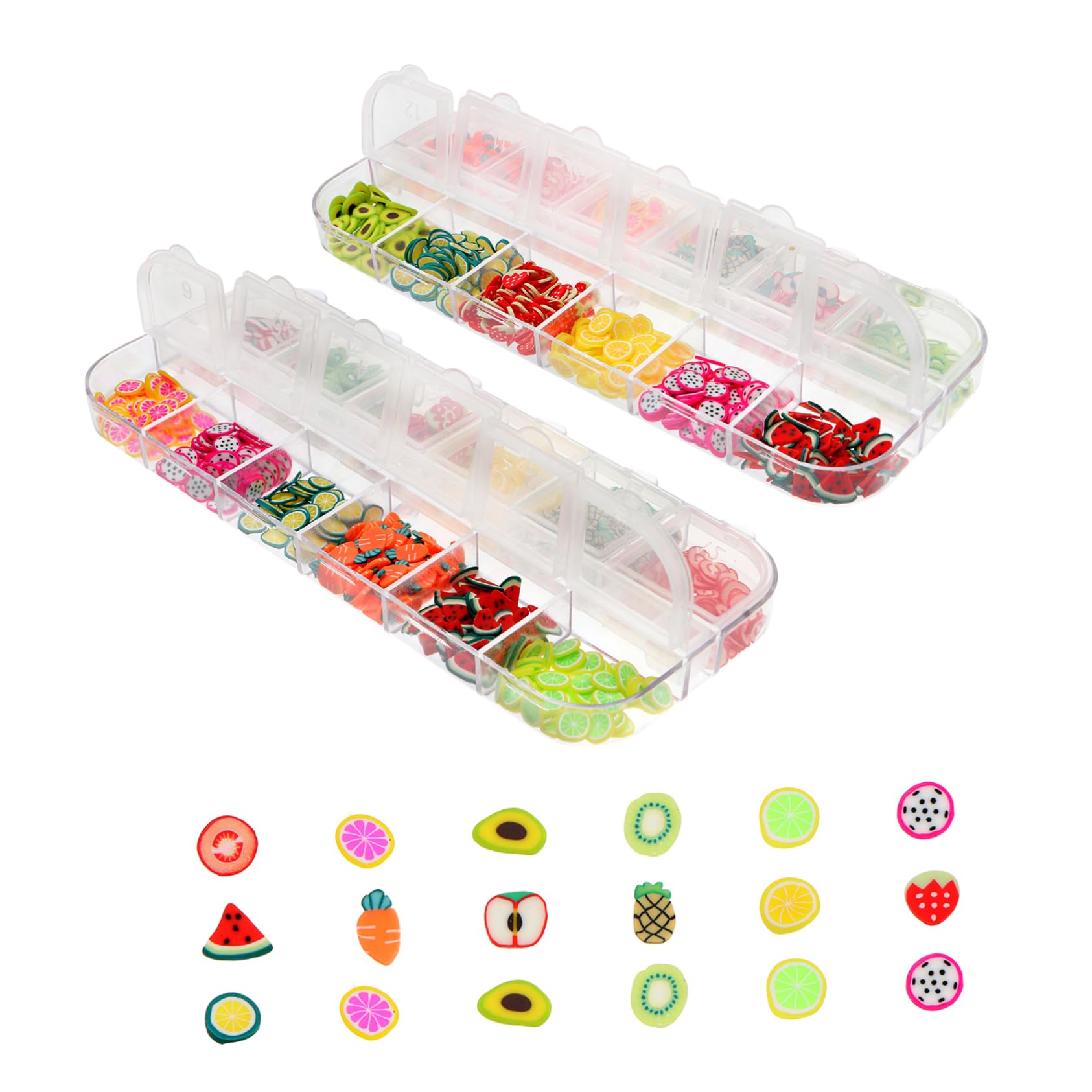 PLAFOPE 2 Packs Strips Diy Fruit Nail Art Stickers Manicure Decor Mixed Styles 12 Grids/box