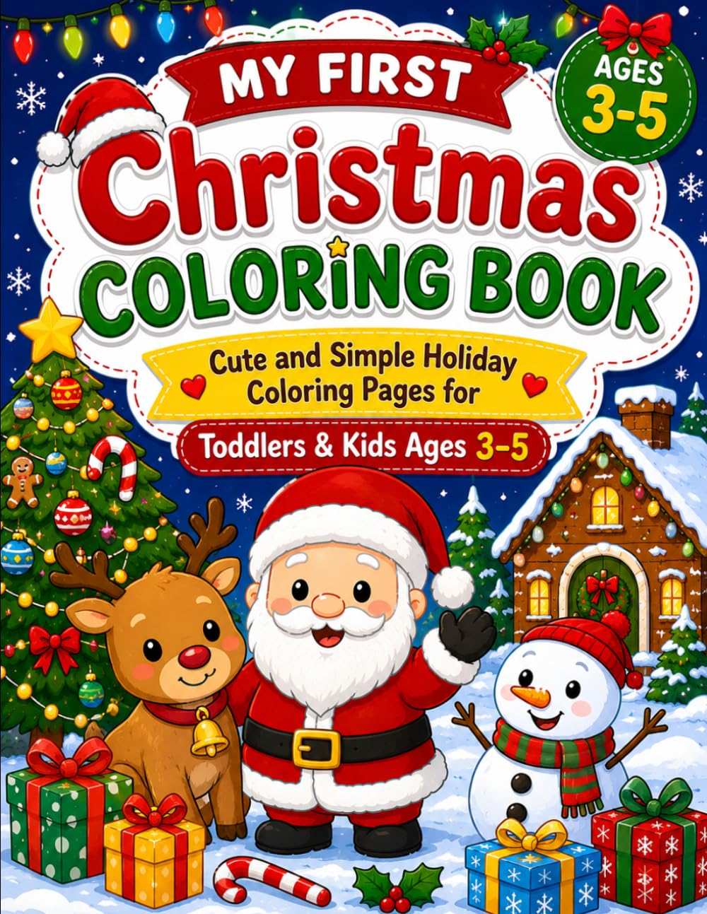My First Christmas Coloring Book: Cute and Simple Holiday Coloring Pages for Toddlers & Kids Ages 3–5