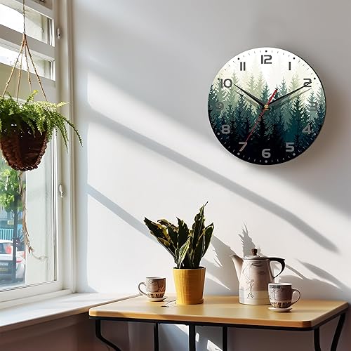 Miniatura 6 de Reloj de pared, 10 pulgadas, silencioso, sin tictac, decoración de cocina para el hogar, funciona con pilas, para baño, dormitorio, sala de estar,