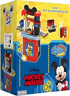 مجموعة أدوات 3 في 1 بتصميم ميكي كيدز من ديزني EODS008-952A في شنطة ترولي للعب التظاهري والبناء - متعددة الألوان