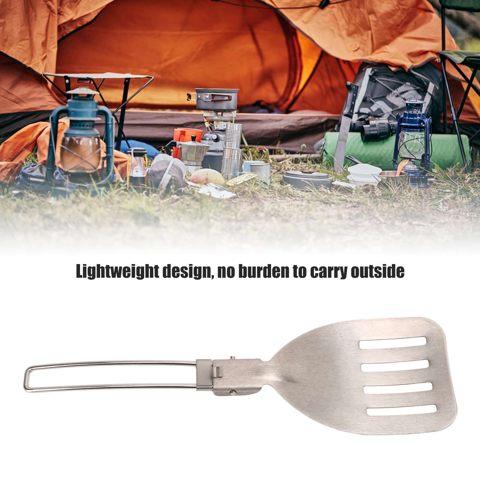 Outdoors Folding Chef Spatula or Spoon, Folding Spatula, Latch Design Stainless Steel Folding Cooking Spatula for Hiking Picnic and Camping (Spatula)