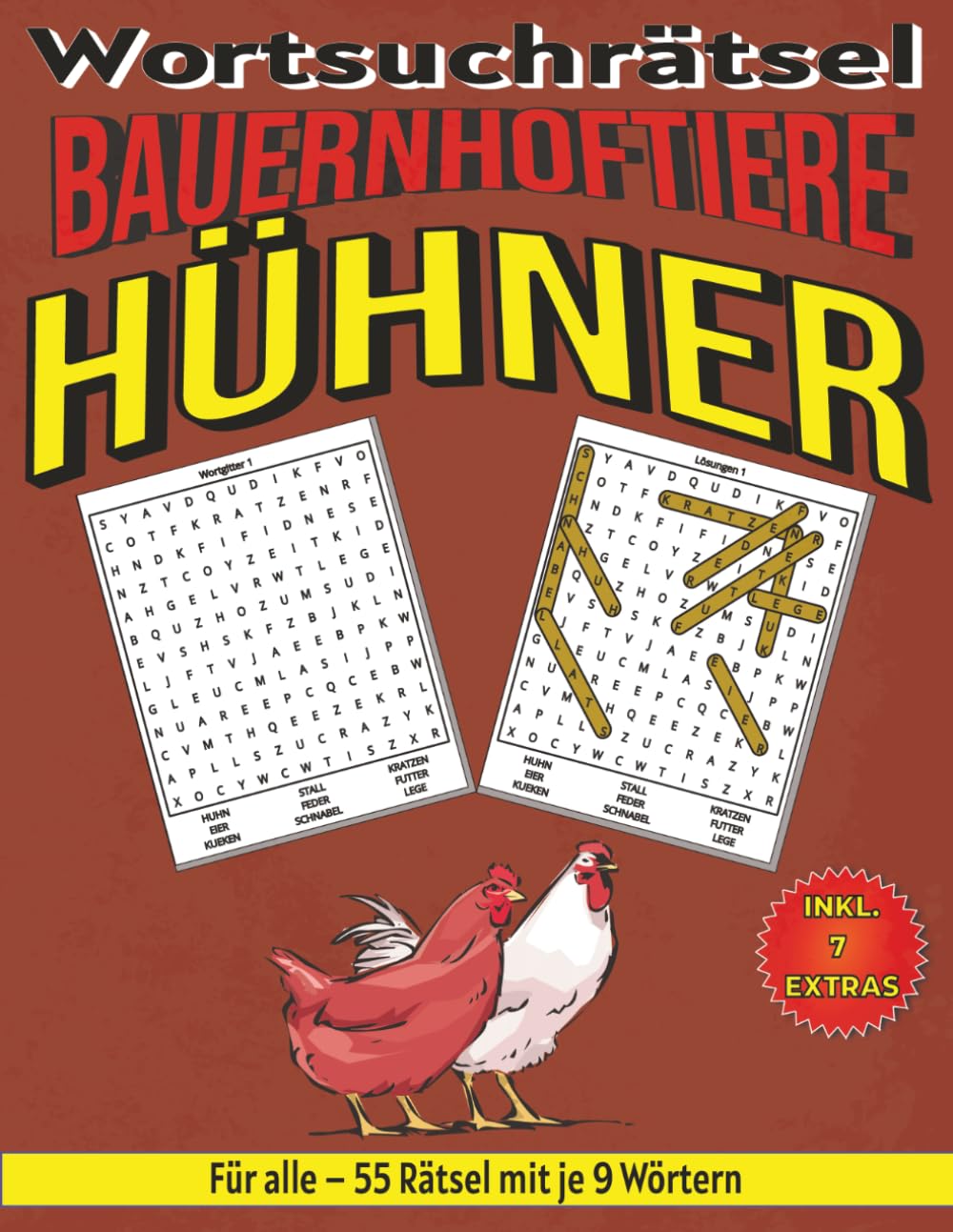 Hühner – Wortsuchrätsel: Bildschirmfreier Rätselspaß für Geist, Konzentration und Entspannung (Wortsuchrätsel – Bauernhoftiere für alle)