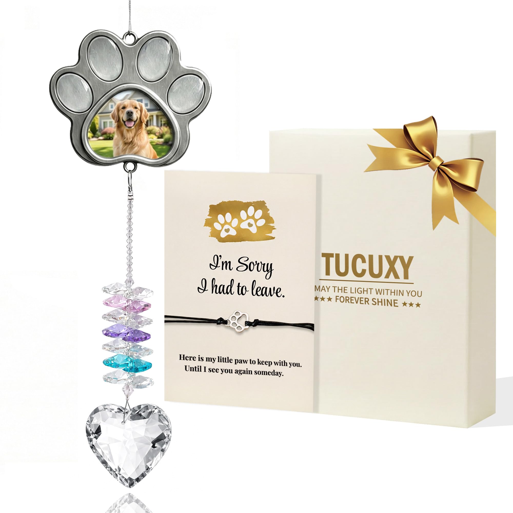 Dog Memorial Gifts for Loss of Dog, Personalized Pet Memorial Crystal Suncatcher with Photo, Pet Loss, Loss of Dog Sympathy Gifts, Dogs and Cat Remembrance Bereavement Passing Away Keepsake