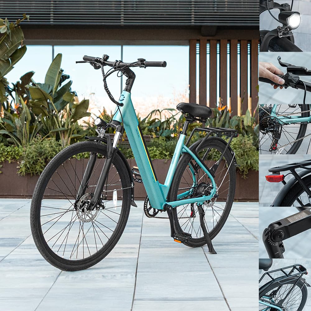 Cecotec Bicicleta Eléctrica de Ciudad Urban. 250W, Ruedas de 28", 90Km de Autonomía, Batería 460 WH, Suspension Delantera, Cambio Shimano de 7 Velocidades y Doble Disco de Freno