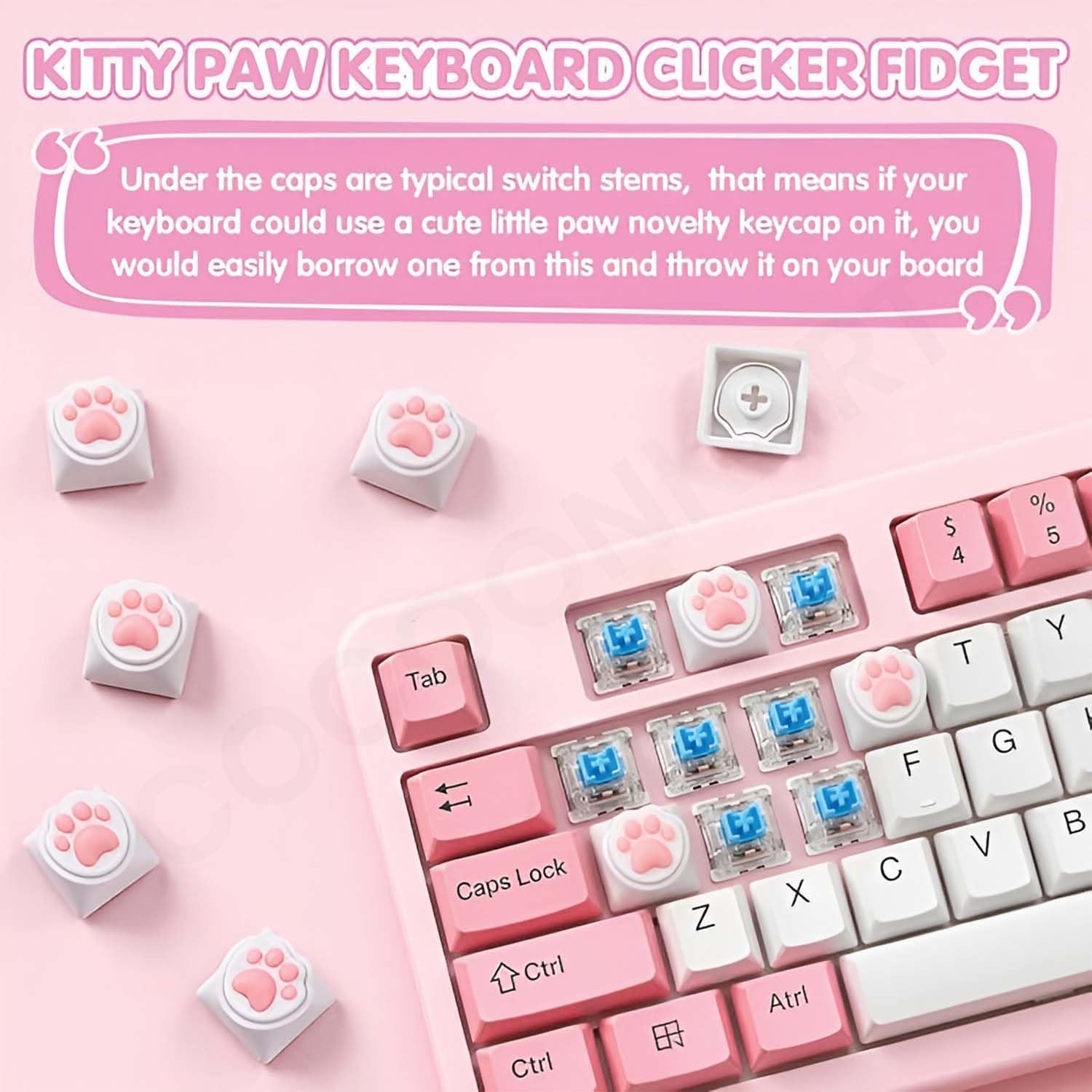Cocoonkart Lighting Cat Paw Keyboard Fidget Toys for Adults Keycap Clicker Keychain for Work Stress Relief (Cat Paw) 2