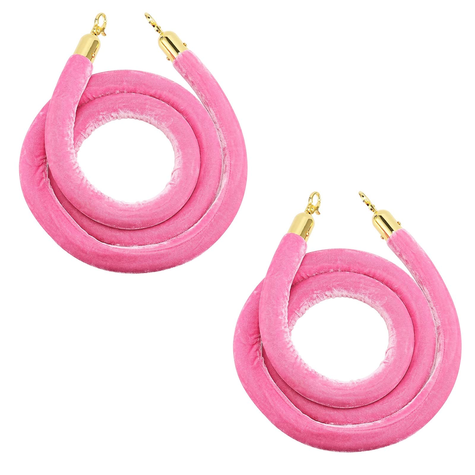 Corde de poteau en velours rose et crochets dorés pour barrière élégante de mariage