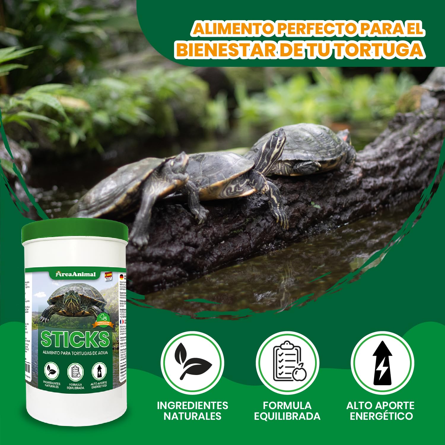 Comida Tortugas de Agua 250ml/1L, Pienso Tortugas de Agua con Ingredientes Naturales, Comida Tortuga con Formula Balanceada, Alimento Tortuga Acuatica en Sticks, Pienso para Tartaruga — view 2