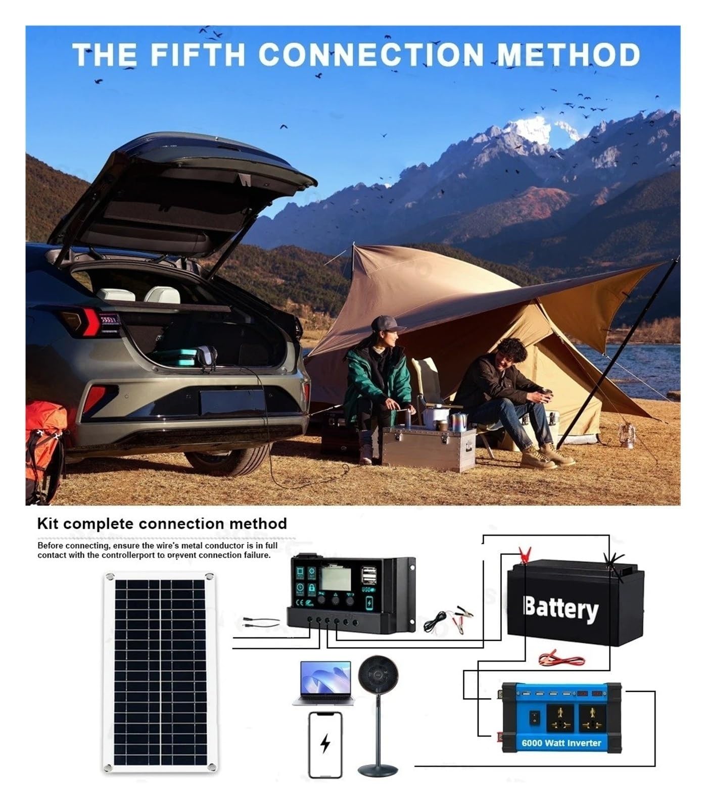 Inversor Potencia Kit Generador Solar Peak Panel Inteligente 6000W 200W Inversor CC 12V A CA 110V 220V Controlador 100A Convertidor
