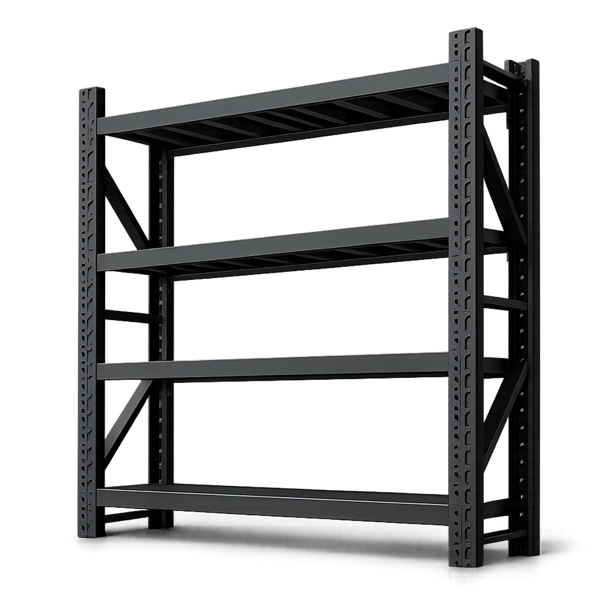 Scaffalatura per carichi pesanti, 200 x 200 x 60 cm, portata totale 800 kg, 200 kg per ripiano, robusta mensola in metallo, 4 ripiani, scaffale per garage, cantina, scaffalatura, scaffalatura