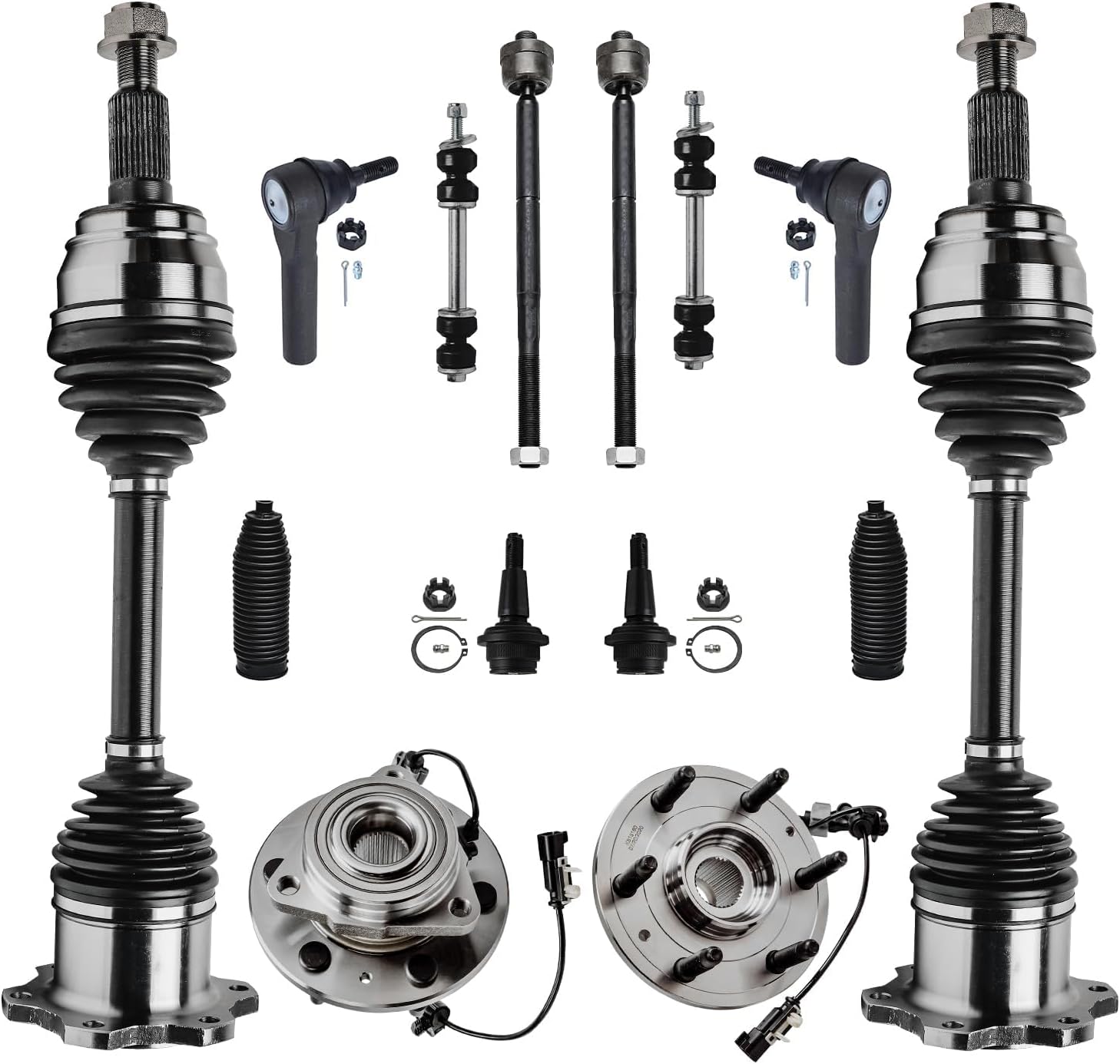 Detroit Axle 4WD 14pc Front CV Axles Kit for Chevy GMC