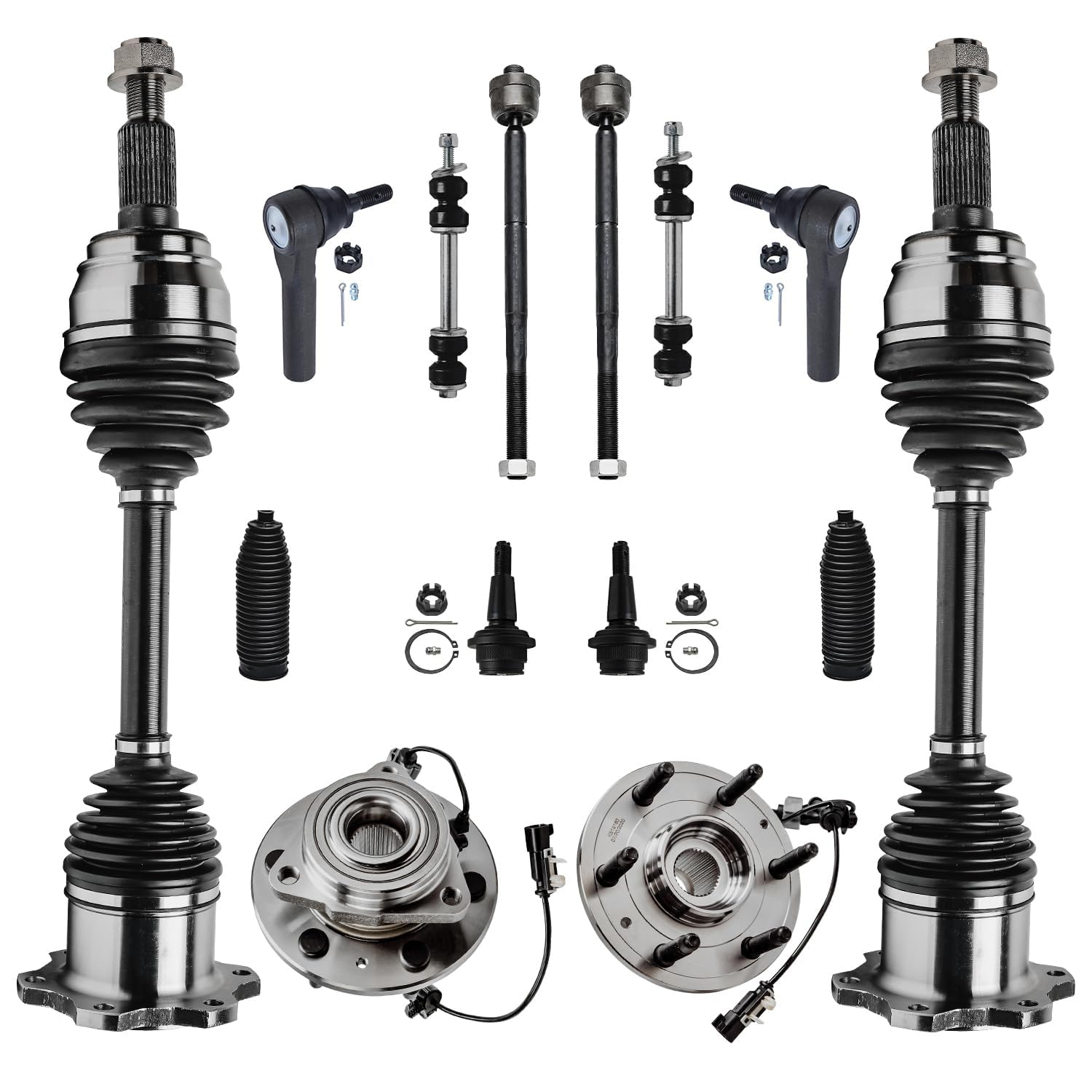 Detroit Axle - 4WD 14pc Front CV Axles Kit for 14-18 Chevy Silverado 1500
