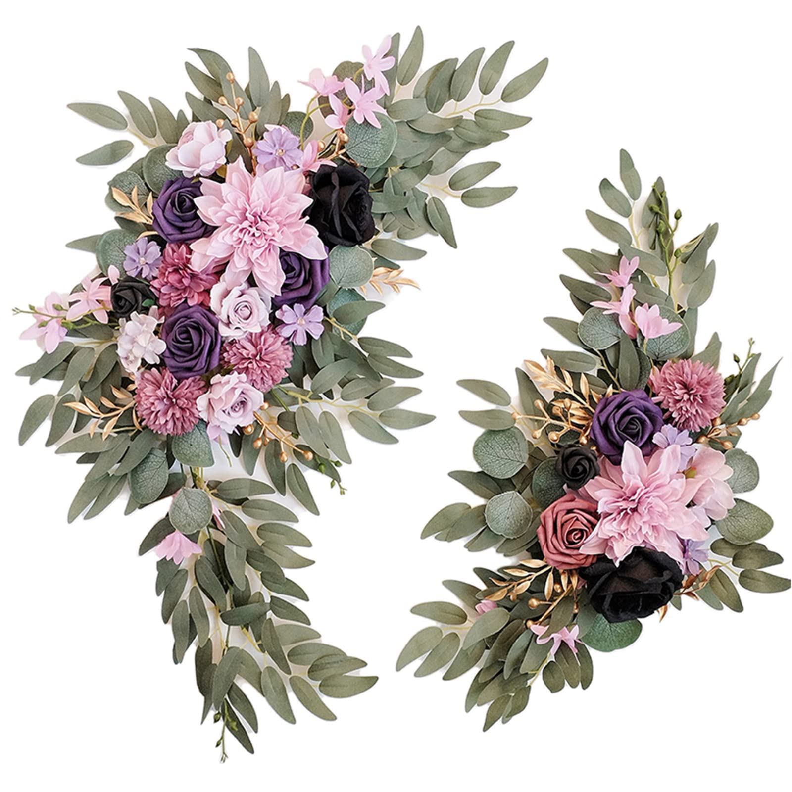 BMQDSM Artificial Wedding Arch Flowers Kit(Pack of 2) for Wedding Decor Ceremony and Reception Backdrop Decoration (Purple)